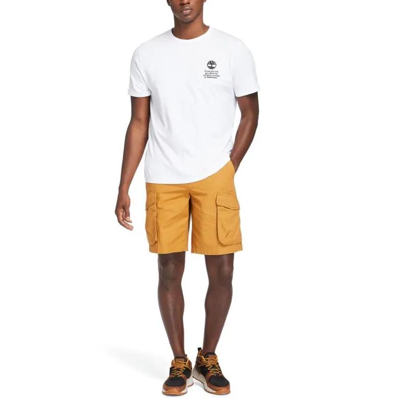 Timberland T-Shirts Men's White Crew Neck Moderate Straight Fit (Unisex) T-Shirts A2534 100