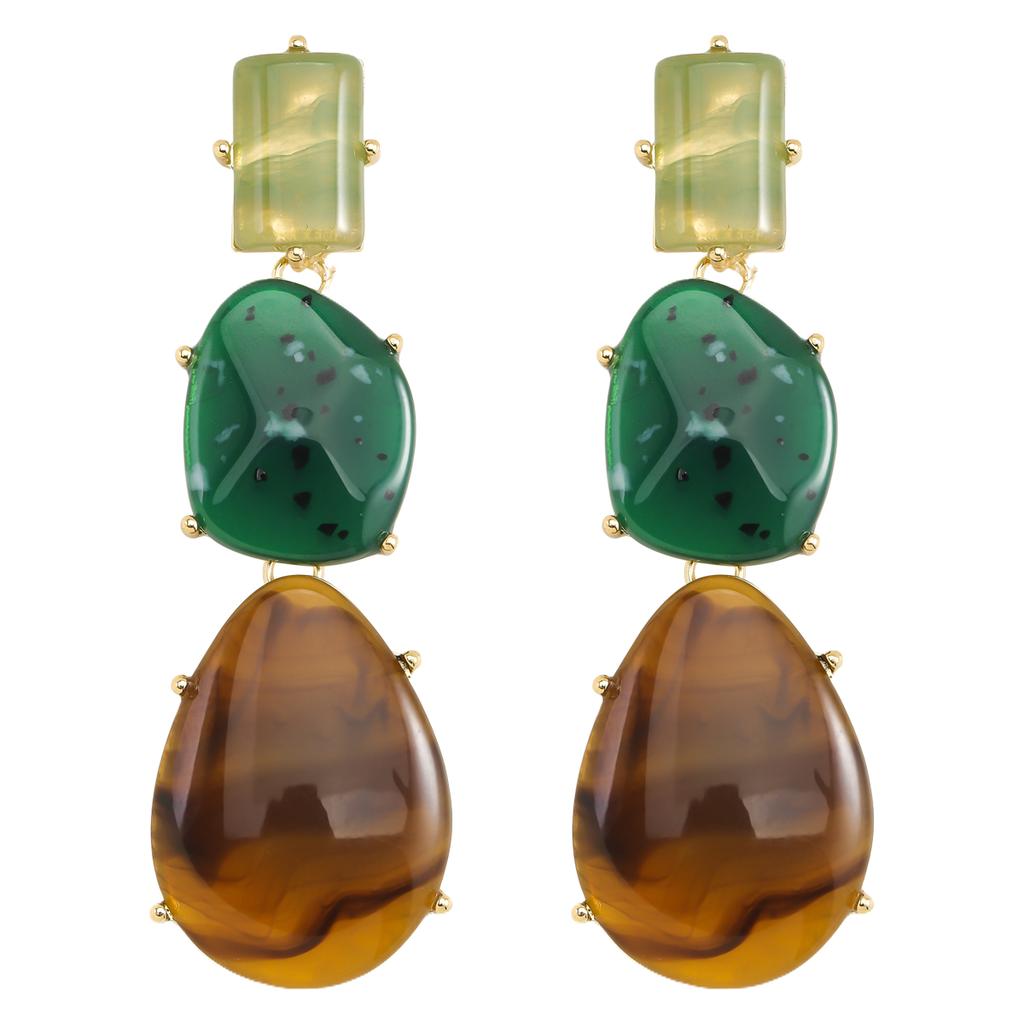 Vedawas Colorful retro-geometric resin earrings, simple banquet holiday earrings women jewelry