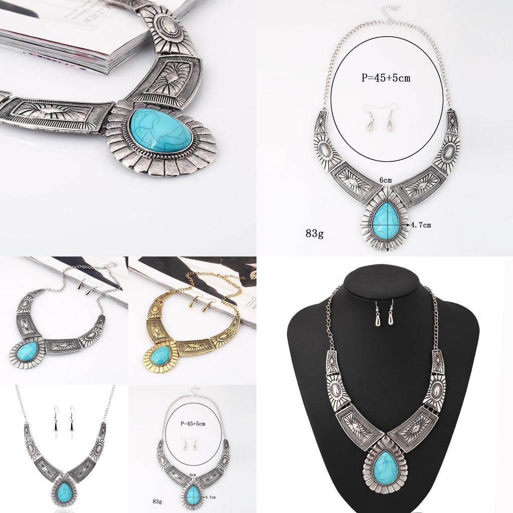 Retro Geometriskt Legeringshalsband Med Vattendroppshänge För Modefans