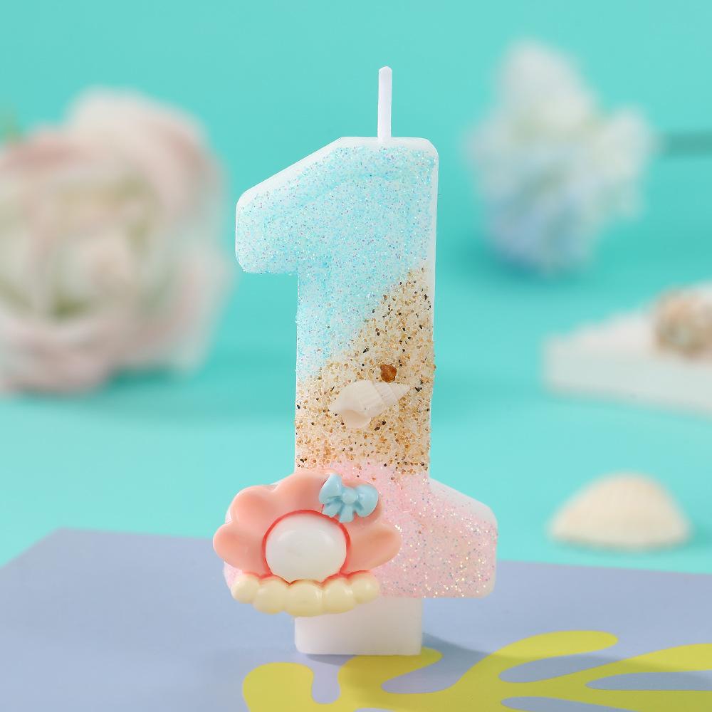 Original Birthday Candle for Girl Pink Pearl Seashell Birthday Candles Ocean Theme Decoration for Cake Party