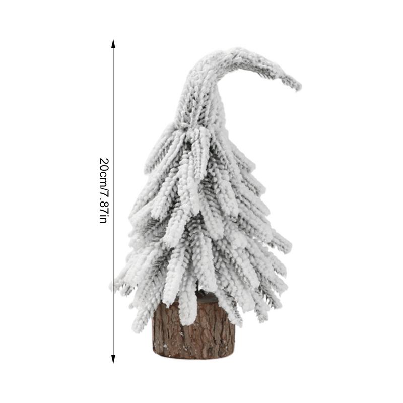 Small Snow Christmas Tree Christmas Tabletop Centerpieces With Wooden Base Snow Christmas Trees For Christmas Winter Home Shelf