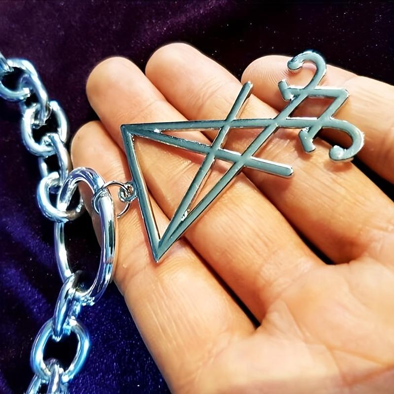 Osobnost Lucifer Seal Grafický přívěsek Tučný náhrdelník pro ženy Dívky, Šperky na krk stříbrné barvy