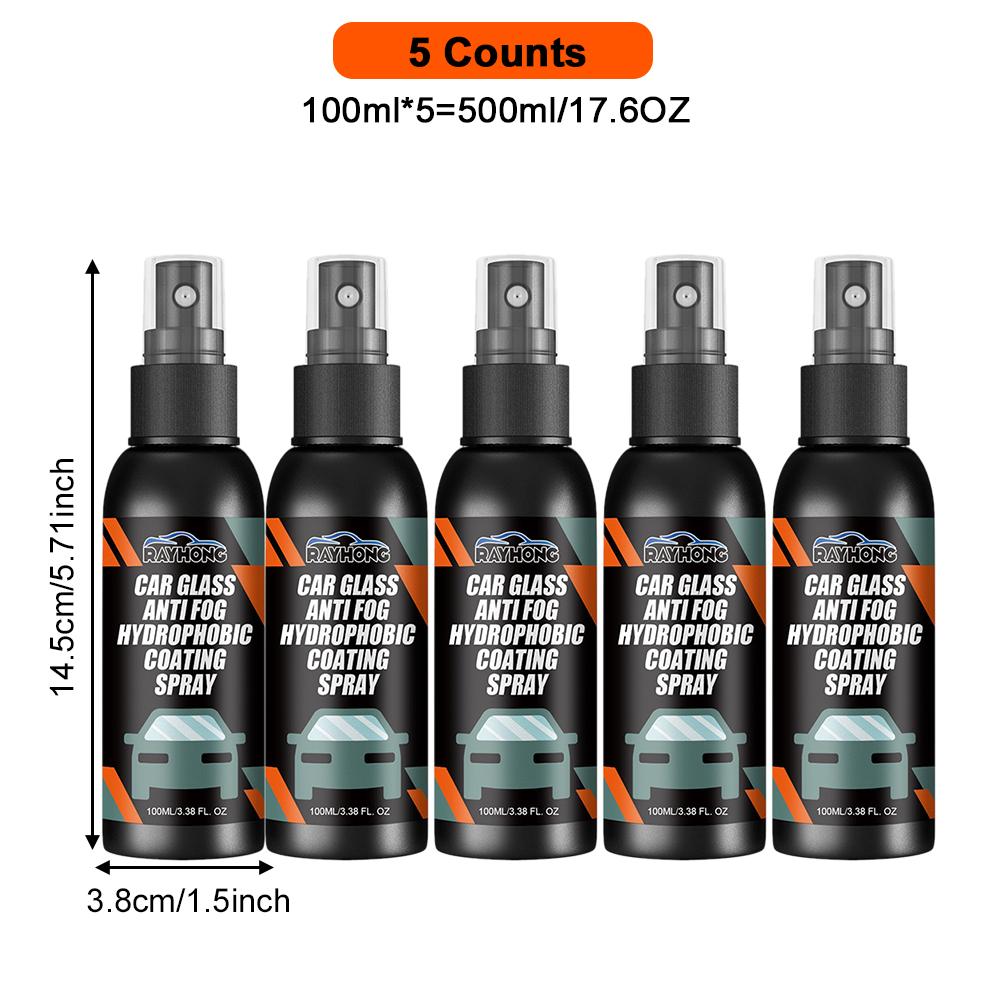 5Pcs Car Glass Anti Rain Water Spray Repellent Nano Coating Hydrophobic Waterproof Agent Oil Film Removing Auto Glass Film Agent