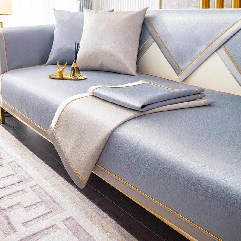 

Light Coffee Modern Simple Four-Season Universal Non-Slip Sofa Cushion Cover Cover Towel New Backrest Seat Cushion Summer 70*70cm