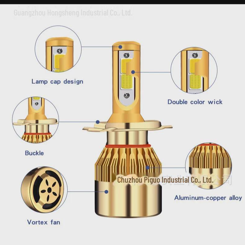Dual Color LED Headlights C6: H7, H8, H11 Yellow & White for Car High/Low Beam Modification