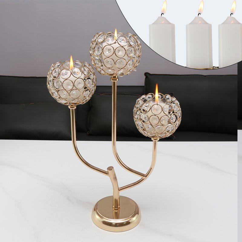 Nordic Candlestick Ornaments, Golden Light Luxury Crystal Home Living Room Table Decoration, Romantic Feather Candlestick New Product