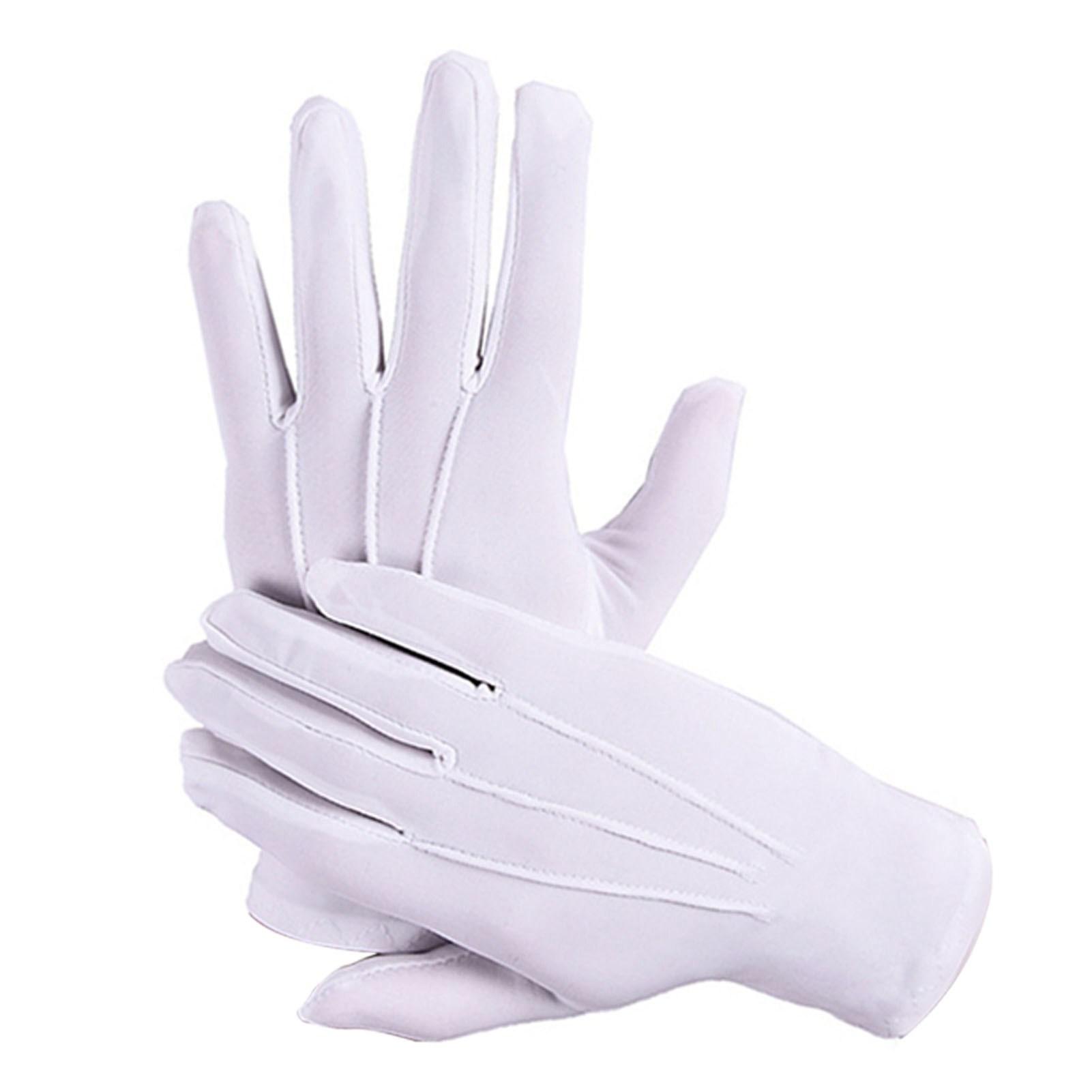 Guantes Blancos Finos Elásticos Transpirables Ceremoniales de Marcha Guantes de Uniforme para Adultos para Conducir al Aire Libre Escalada Montar white