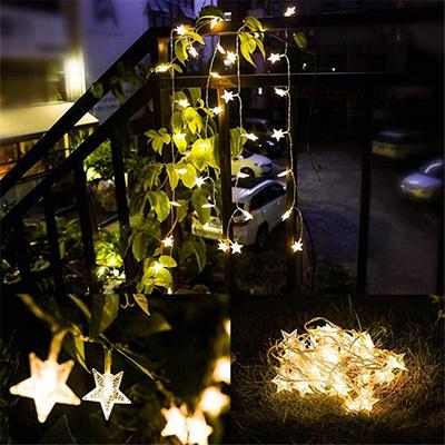 Neue 10M 80 LEDs 3AA Batteriebetrieben Sternförmige Themen-LED-Lichterkette Lichterkette Weihnachten Feiertag Hochzeit Dekoration Partybeleuchtung