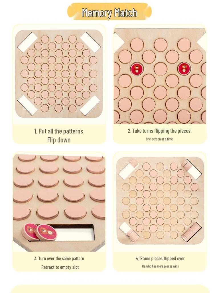 Wooden Flip-Over Chess: Parent-Child Interactive Game for Memory & Concentration Training