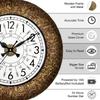 Ethnische handgefertigte dekorative Wanduhr mit klassischem Metall | Goldene antike Holzwanduhr für Wohnzimmer | 24 Stunden | 16 Zoll