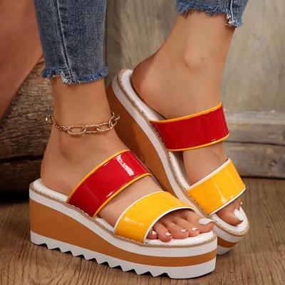 Modeschuhe Damen 2024 Heißer Verkauf Übergröße Damen Hausschuhe Mode Farbabstimmung Moderne Hausschuhe Neue Runde Zehen Keilsandalen Zapatos