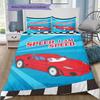 Dreiteiliges Bettwäsche-Set mit Cars-Cartoon-Print, bestehend aus Bettbezug und Kissenbezügen, weich und atmungsaktiv, Bettdecke nicht enthalten.