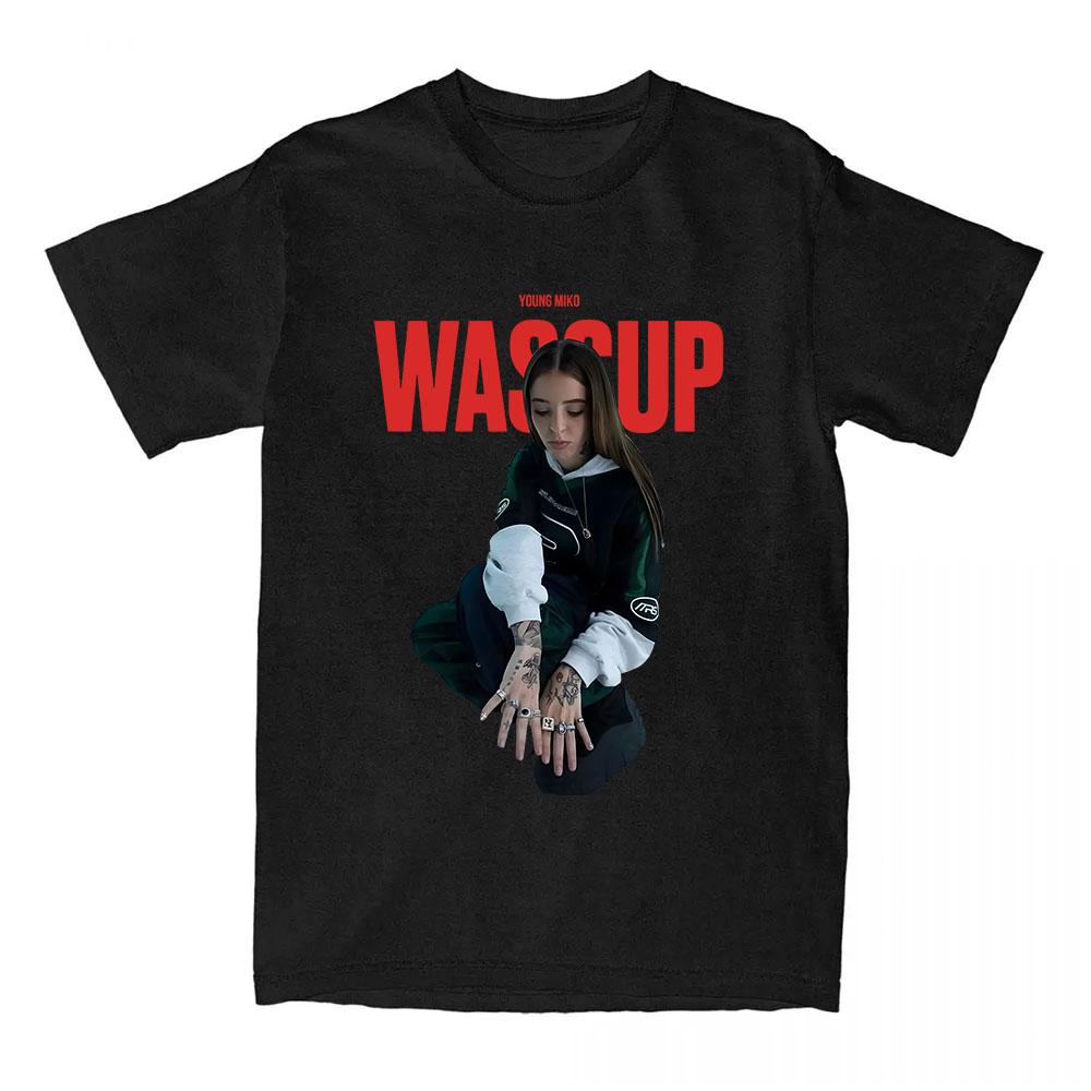 Young Miko WASSUP Single 2026 T-shirt Short Sleeve Women O-neck Tshirts Singer Graphic Printing T Shirt Unisex Streetwear Female