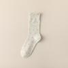 Women's Japanese Style Mid-Calf Cotton Lace Socks, Ruffle Edge, Polka Dot, Versatile for Spring to Autumn