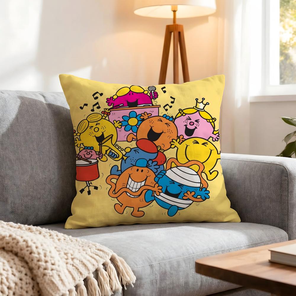 Mr. Men And Little Miss Cushion Cover 1Pcs Decorative Covers Soft Cushion Case For Sofa Couch Decor 40X40 45X45 Pillowcases