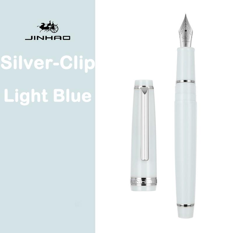 JINHAO 82 Fountain Pen Gold Trim Acrylic Barrel Silver Clip for Writing Calligraphy Signature School Office Supplies Stationery