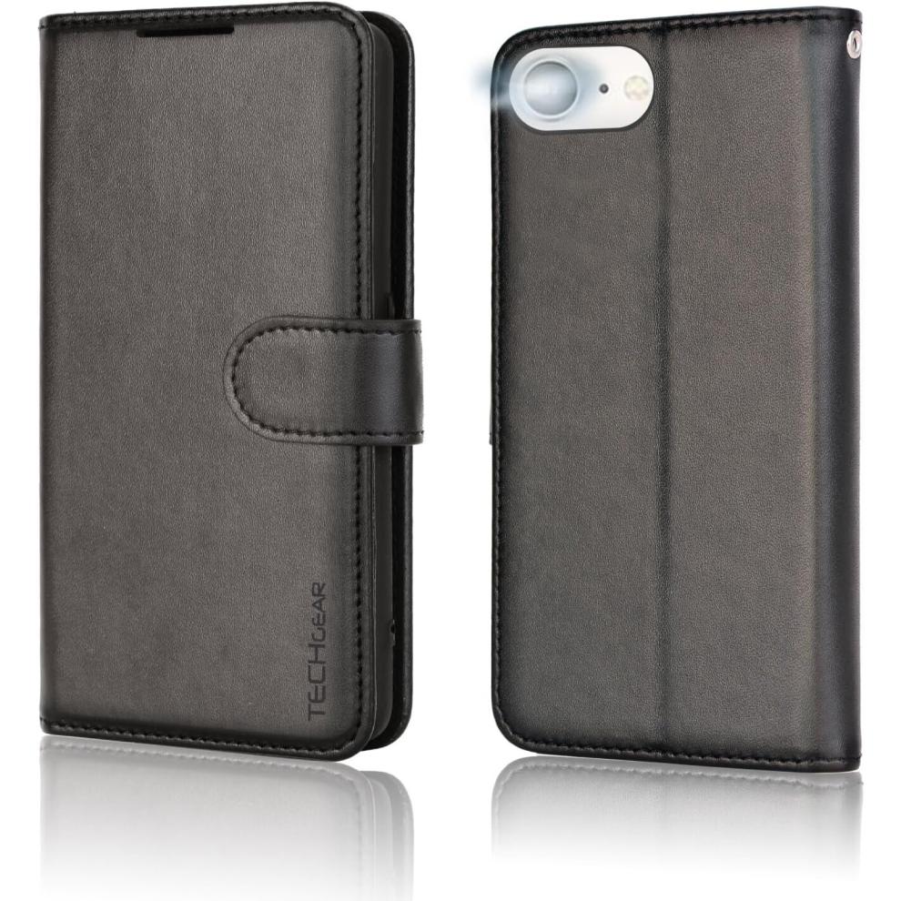 iPhone SE 2022 5G / 2020, iPhone 8/7/6 Leather Wallet Case, Flip Case Cover, Card Holder, Stand, Wrist Strap - PU Leather, Magnetic Closure Case