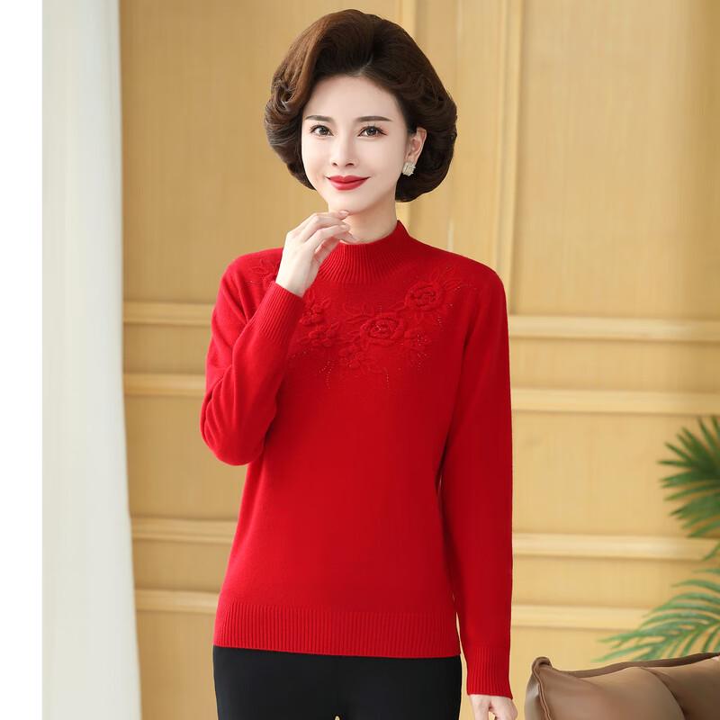Women's Mid-Aged 100% Wool Fall/Winter Sweater Top