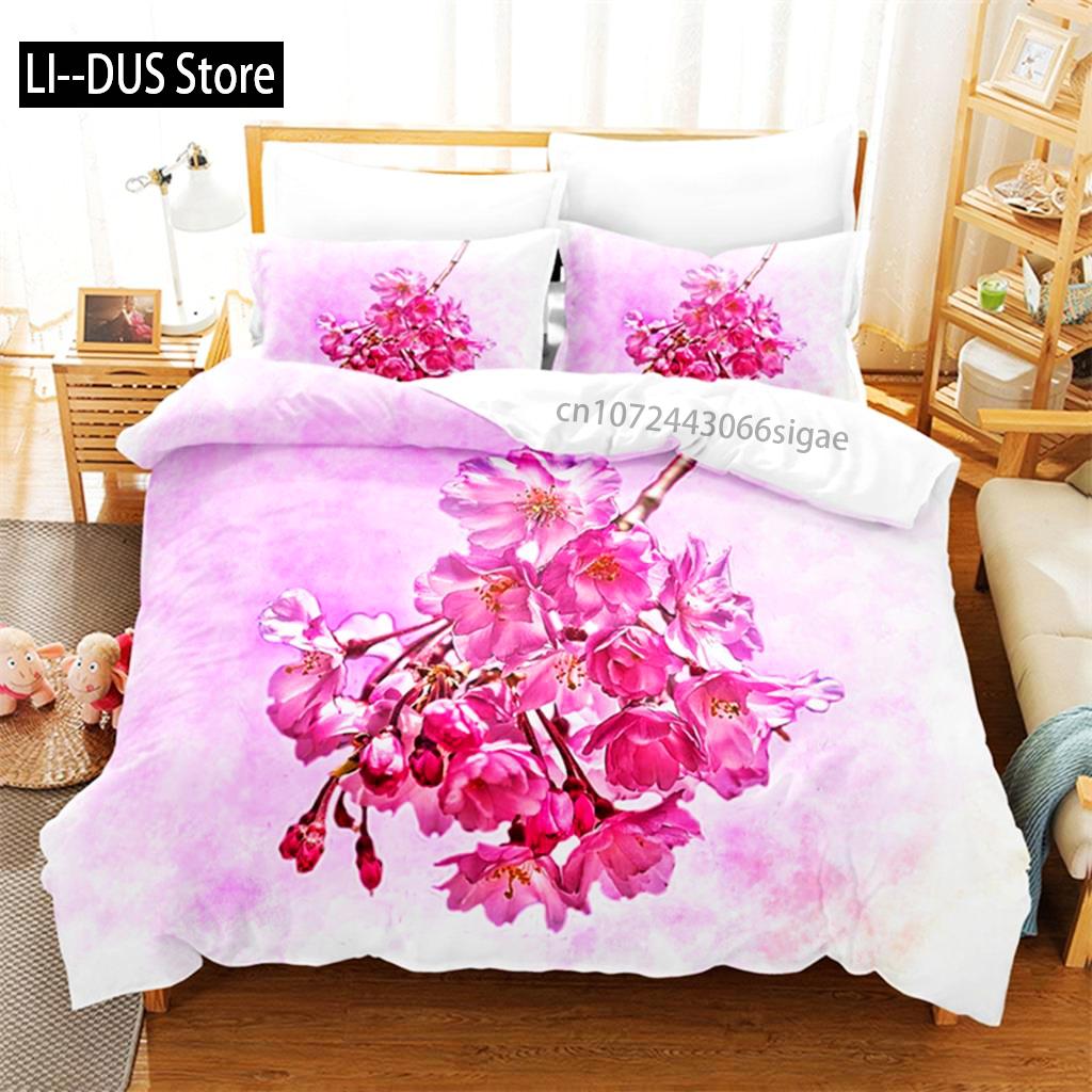 

Flower Plants Bedding Set Pink Rose Duvet Cover Set 3d Bedding Digital Printing Queen Size Bedding Set Fashion Design EU Single(135*200cm)3pcs