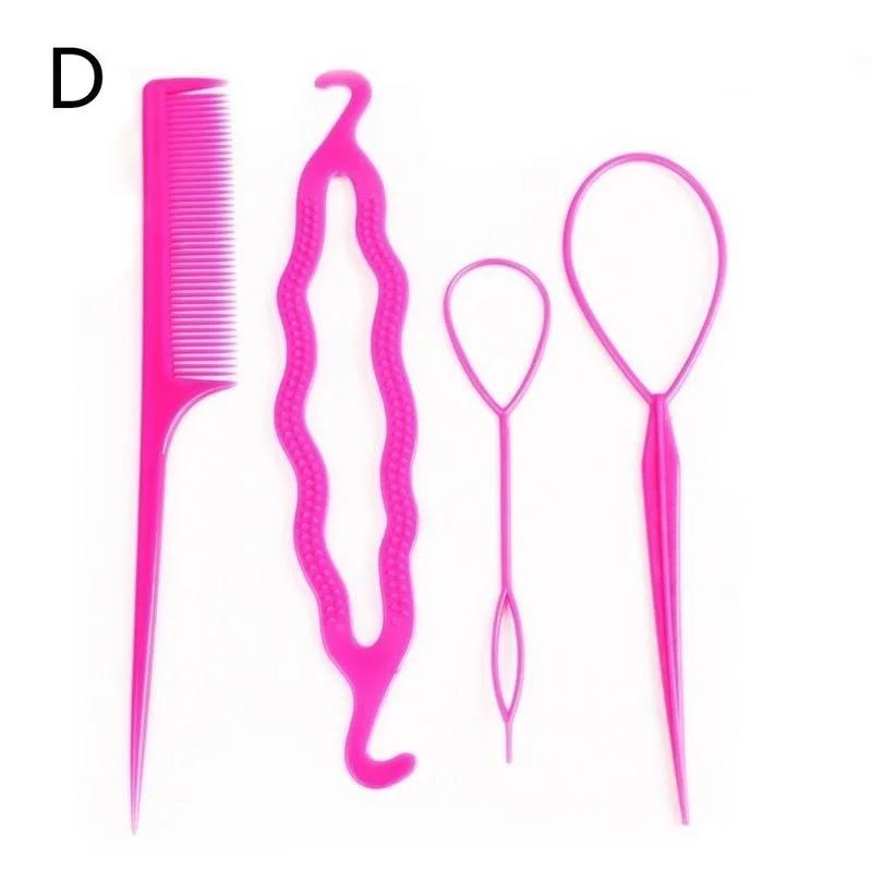 4Pcs Headgear Disc Hair Set Style Hair Extension Pin Hairs Stick Pointed Tail Comb Disc Hairs Set Styling Tools Braiders Styling