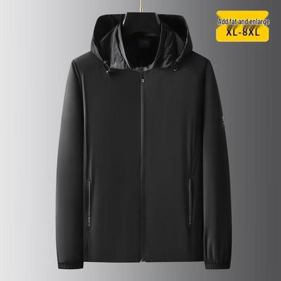 Men's Plus Size Detachable Hood Ice Silk Jacket