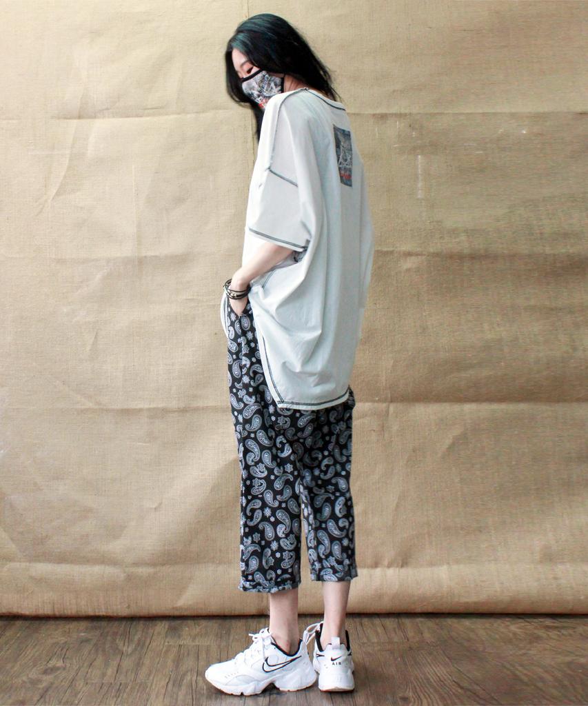 Deumakeu Original Paisley Straight Baggy Fit Pants Black