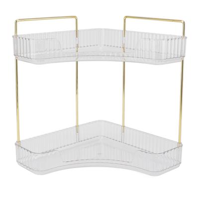 2 Tier Corner Bathroom Countertop Organizer Space Saving Easy Assembly Metal Corner Countertop
