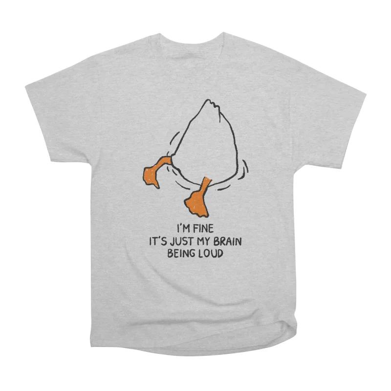 Men Casual Shirts Short Sleeves I M FINE IT S JUST MY BRAIN Tees Oversized T-shirts S серый