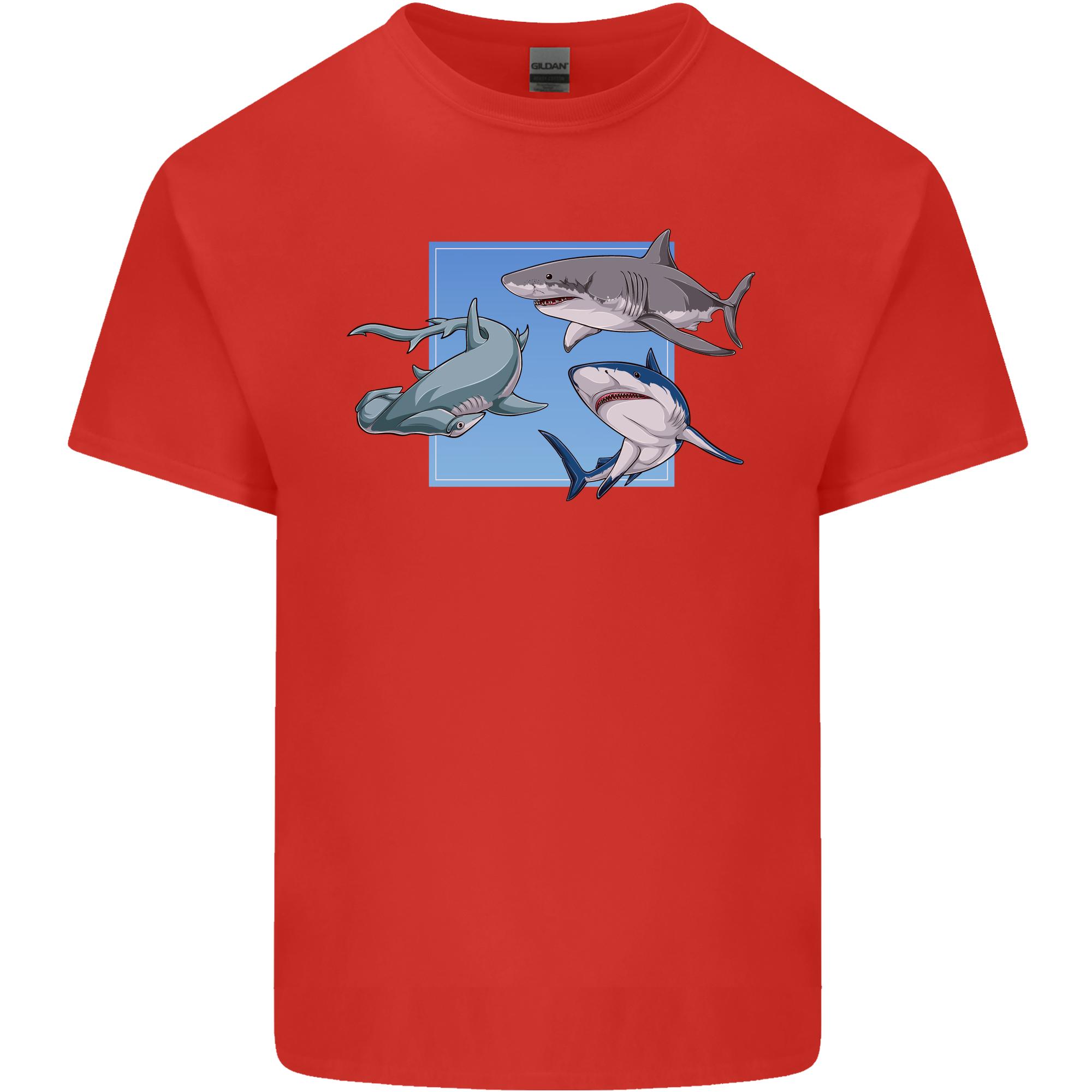 Three Sharks Unisexs Light Cotton TShirt S