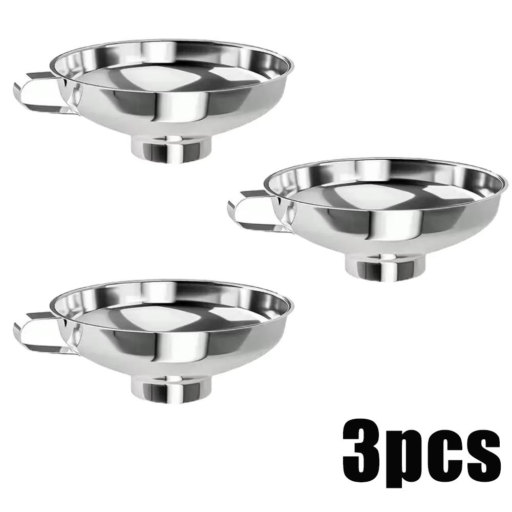 1/5pcs Stainless Steel Wide Mouth Funnel Multifunctional Easy Clean Jam Canning Funnel For Liquid Spices Filling Kitchen Tools