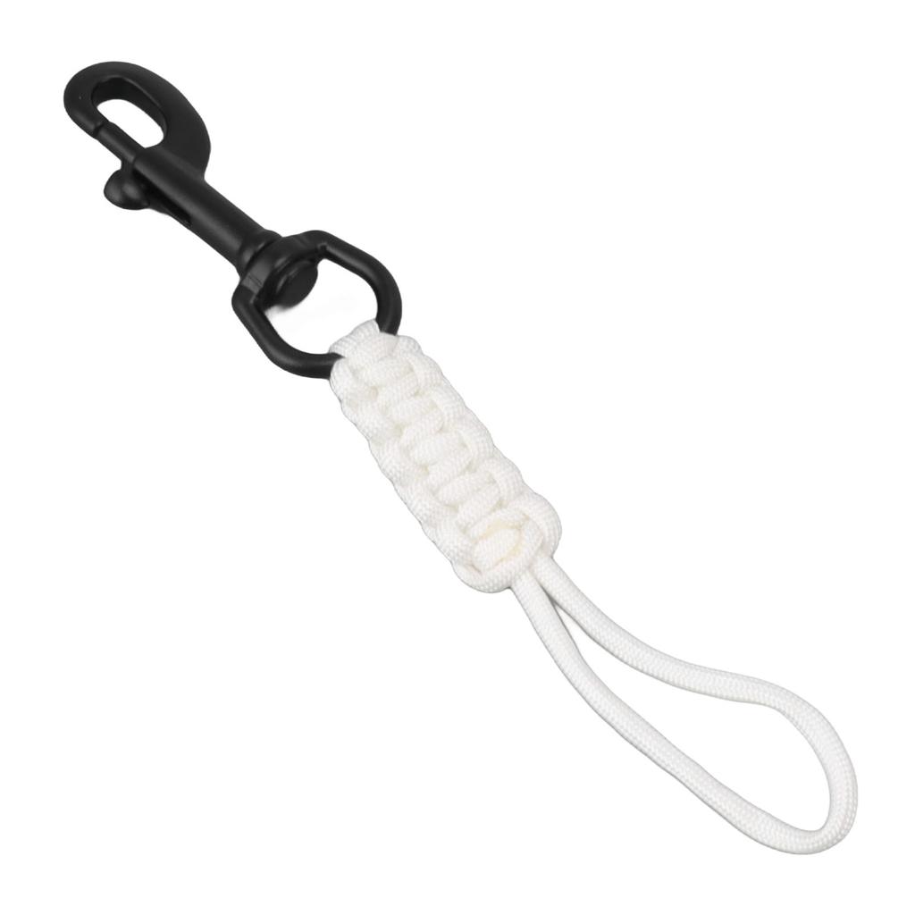 Hand Woven Diving Lanyard Anti Lost Strap Underwater Safety Rope with Stainless Steel Clip White