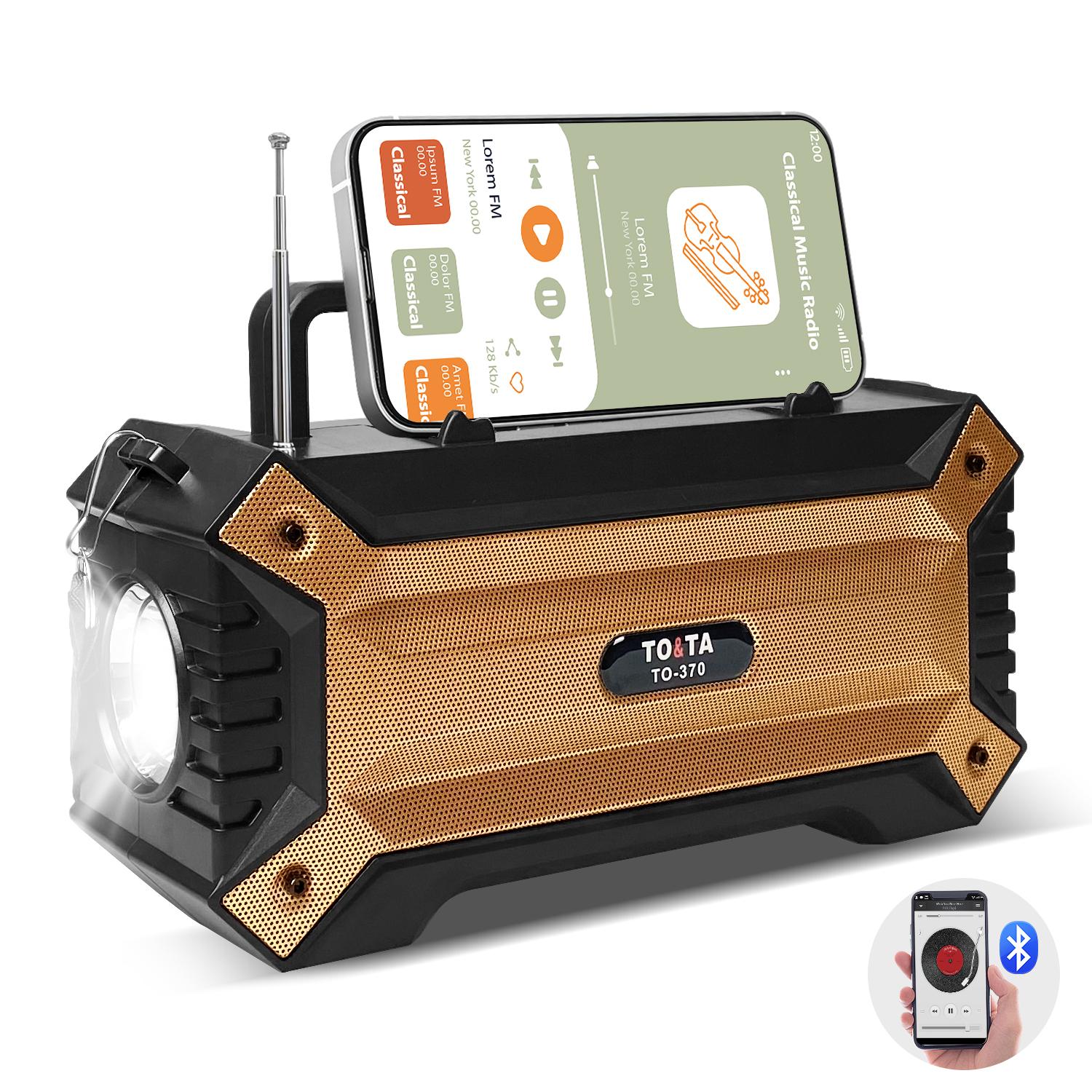 

Солнечный Bluetooth-динамик с фонариком, портативный перезаряжаемый уличный динамик с держателем для телефона, плечевым ремнем для вечеринки, похода, пикника, семьи 25.5*13.5*10cm