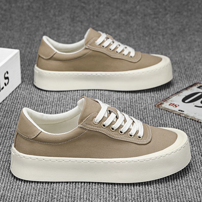 Canvas shoes men's 2025 new low-top board shoes breathable thick sole heightening trend versatile sports and leisure shoes simple