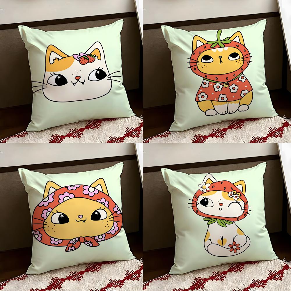 Tied Bandana Cat Cushion Cover Reversible Soft Durable Pillow Cover Home Car MultiScene Use for Daily Comfort