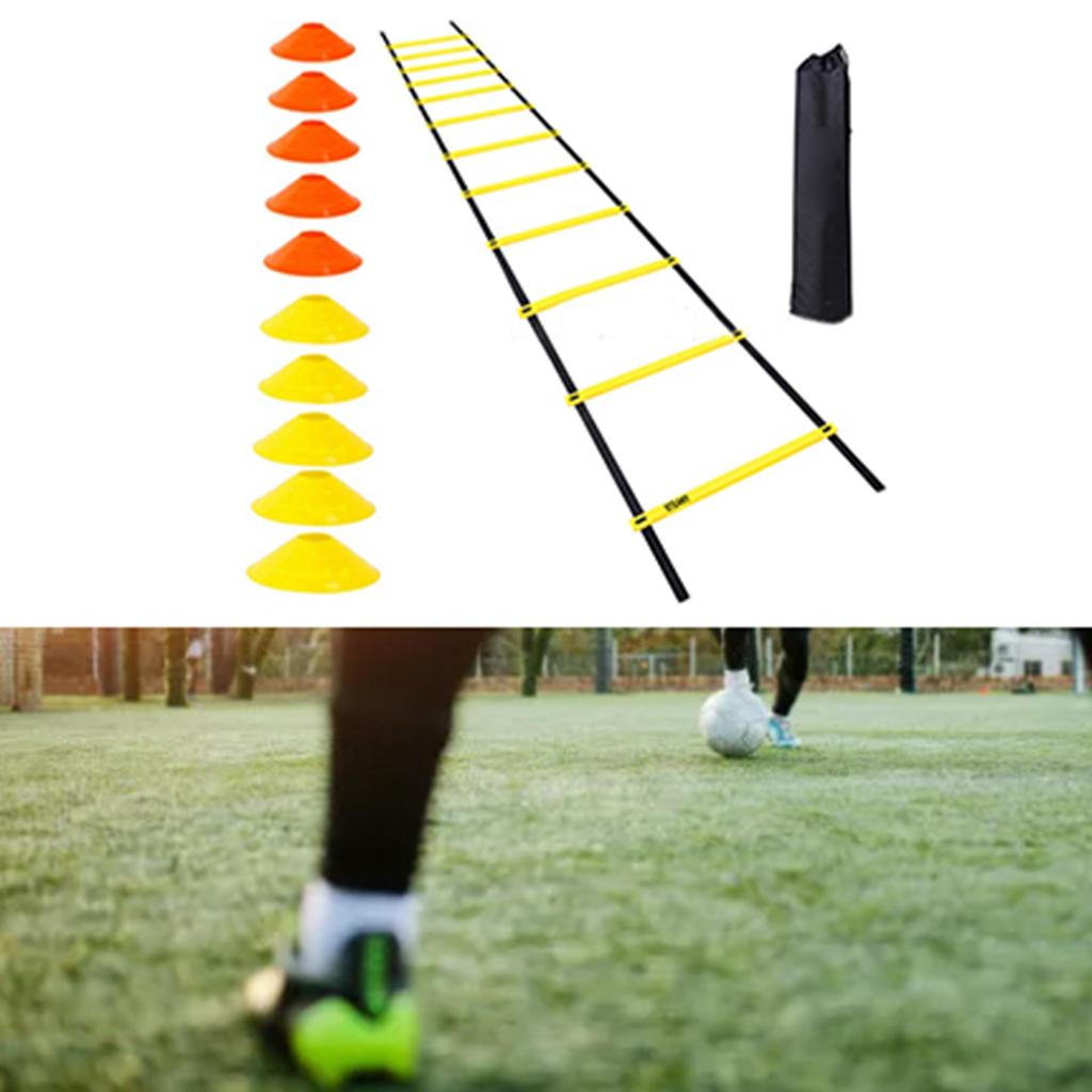 Agility Ladder 12 Rung 20ft Speed Training Ladder Equipment Set with 10 Dics Carrying Bag for Soccer Sports