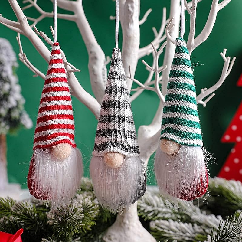 Набор из 3 рождественских гномов, украшения для рождественской елки, Томте, Санта-гномы, плюшевая кукла, декоративные, для рождественской вечеринки, безликие гномы, Санта-эльф Stripe Gnomes