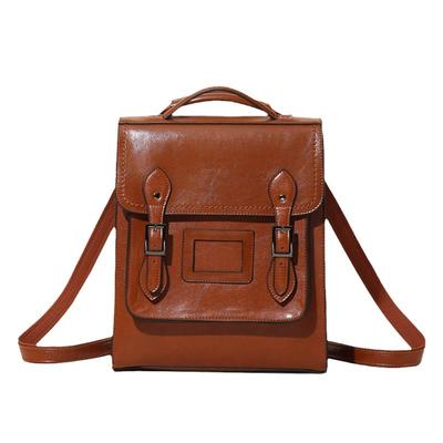 New Genuine Leather Women's Bag Oil Wax Cowhide Backpack Women's Retro Versatile British Academy Style Large Capacity Backpack