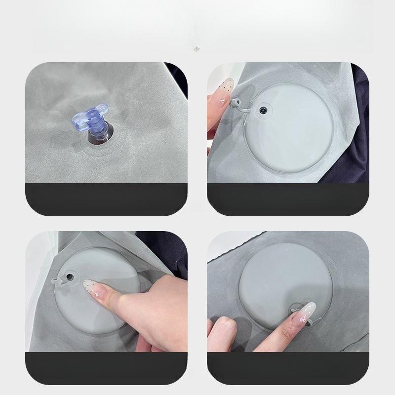 Long Distance Travel Portable Compression Inflatable Foot Pillow, Thickened PVC Plush Folding Foot Pad