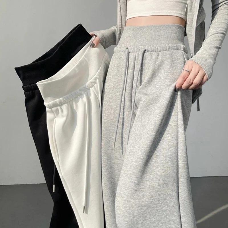 Women Classic High Wast Trousers Girls Loose Fit Wide Leg Casual Pants Chic Korean Sweatpants