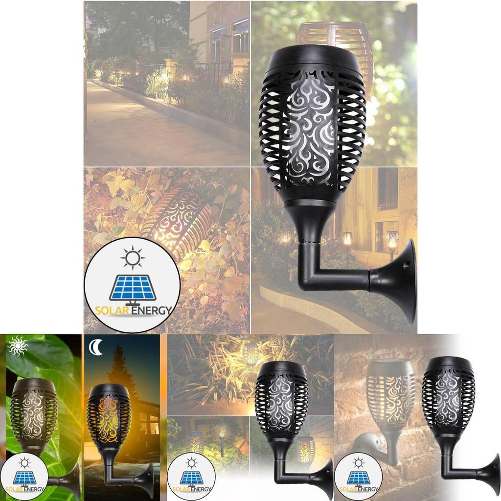 Outdoor Solar Flame Light Led Wall Torch Decoration For Patio And Garden Eu Certified