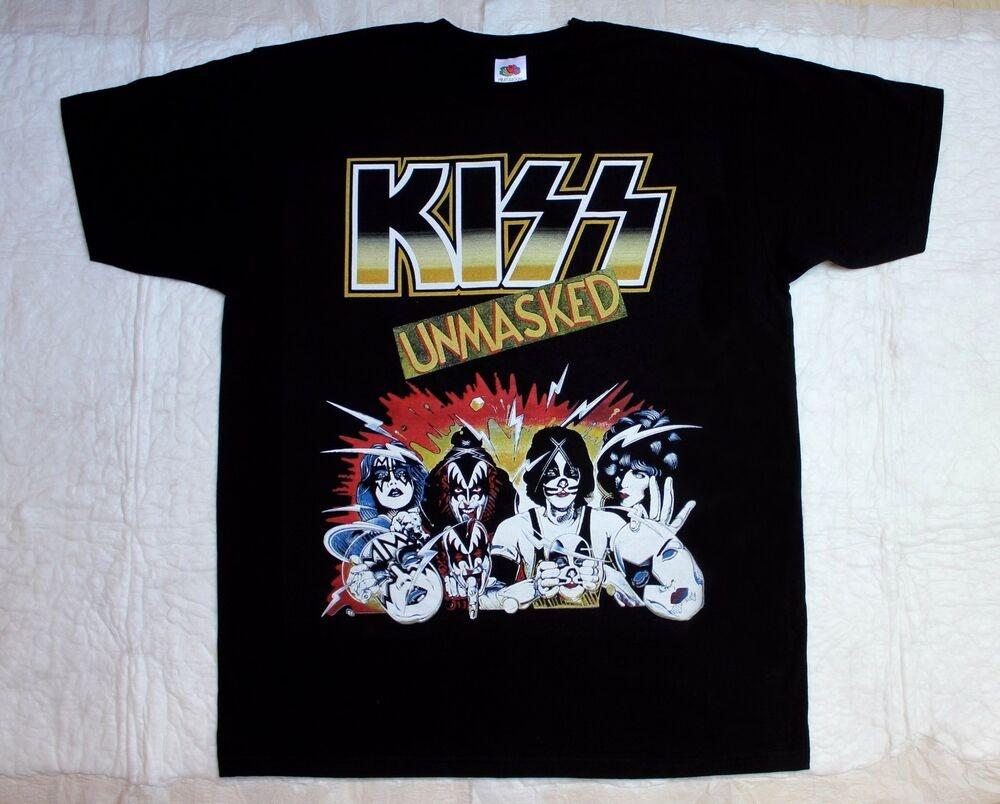 

Kiss Unmasked Hard Glam Hair Rock Metal Black T-Shirt