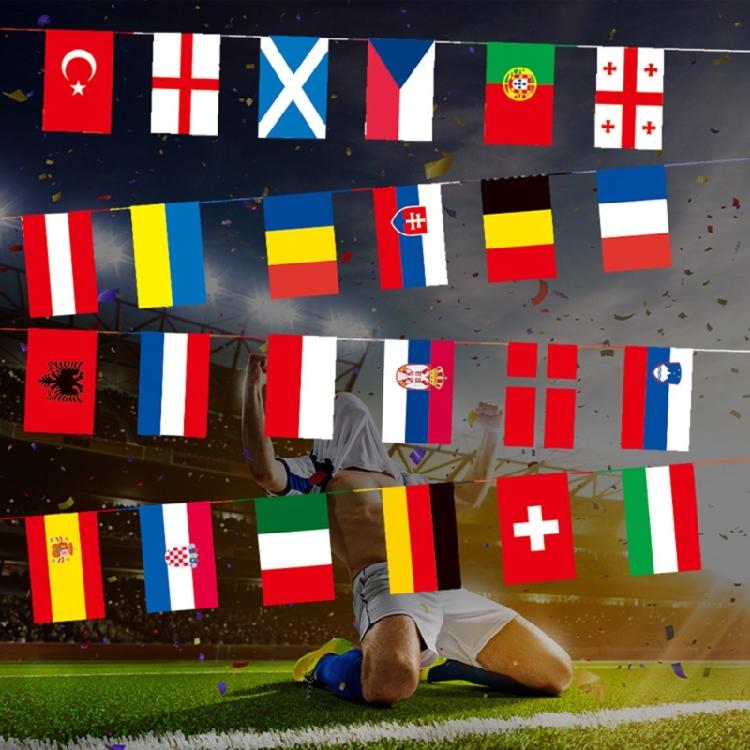 2024 European 24 Countries Flag Football Cup Flags Bunting National String Flags Football Event for Party Decoration