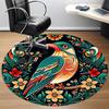 1PC Floral Bird Office Round Area Rug, Mat Suitable For Office, Under Office Chairs Bedroom Living Room Home Decor, Room Deco