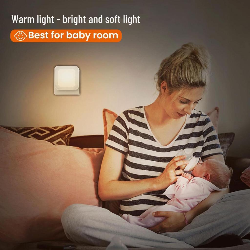 Warm White Plug-in LED Night Light with Light Sensor & Stepless Dimming (110-240V, EU/UK/AU)