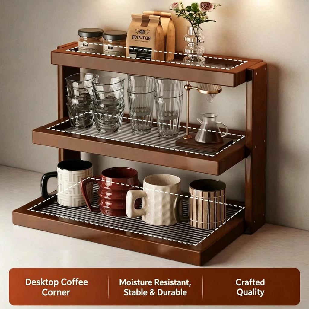 Acrylic countertop cup holder storage shelf desktop organizer for teacups mugs and water glasses suitable for coffee shops corner storage and display
