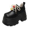 Fashion 10CM New Spring Women Platform Casual Shoes Loafers Lace-up Chunky Sneakers High Heels Thick Bottoms Cute Kawaii Leather Shoes