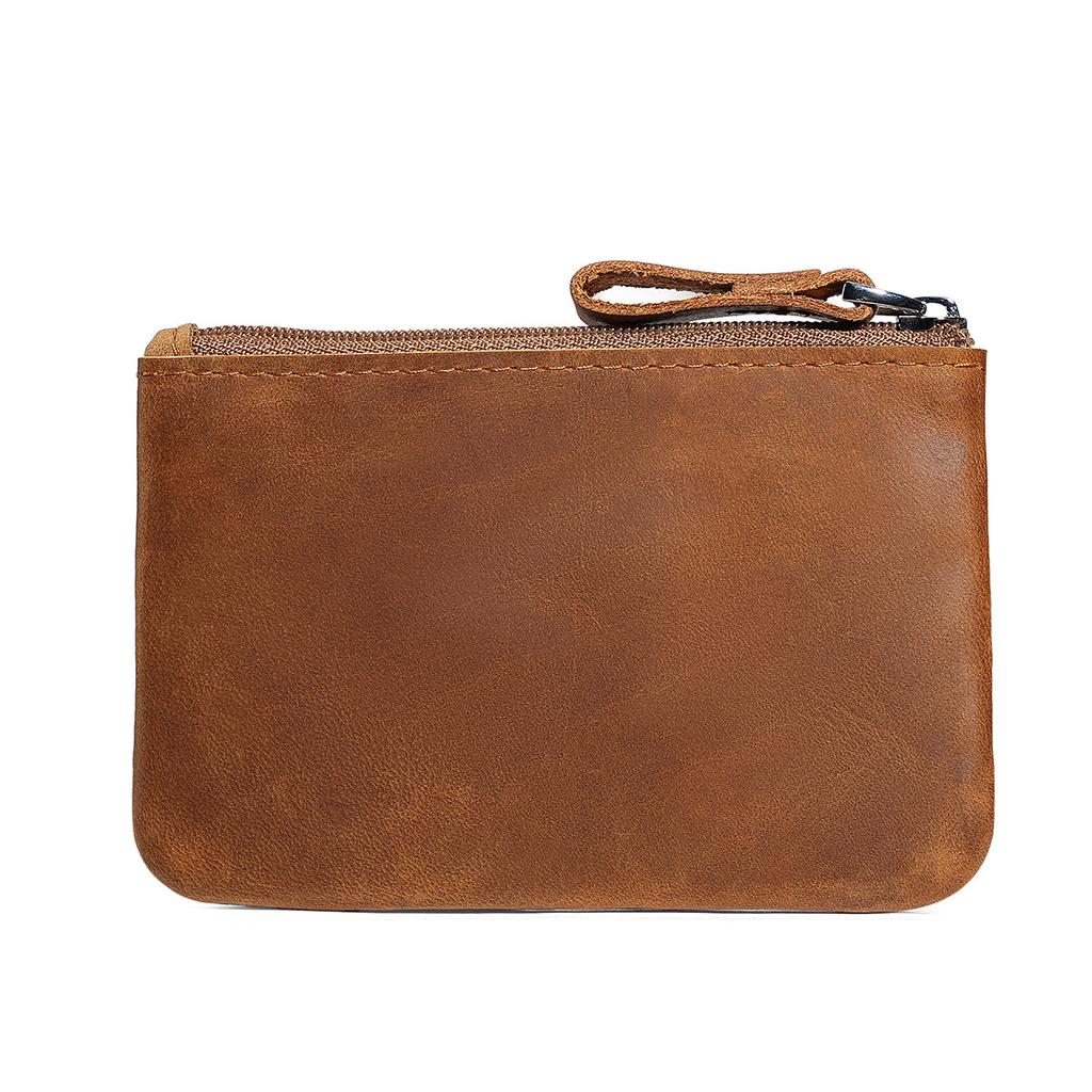 Genuine Leather Zipper Coin Purse for Men Credit Card Holder Mens Coin Purses Cash Change Wallet Car Smart Holder Money Pouch