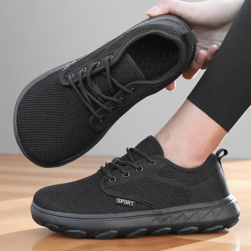 Men's and Women's Barefoot Shoes Wide Version Simple Platform Walking Sneaker Lace Up Outdoor Lightweight Casual Running Shoes