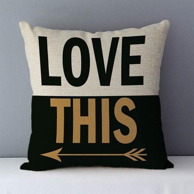 Popular Phrase Words Letters Printed Couch Cushion Home Decorative Pillows 45X45Cm Cotton Linen Square Cushions \"Love You More\