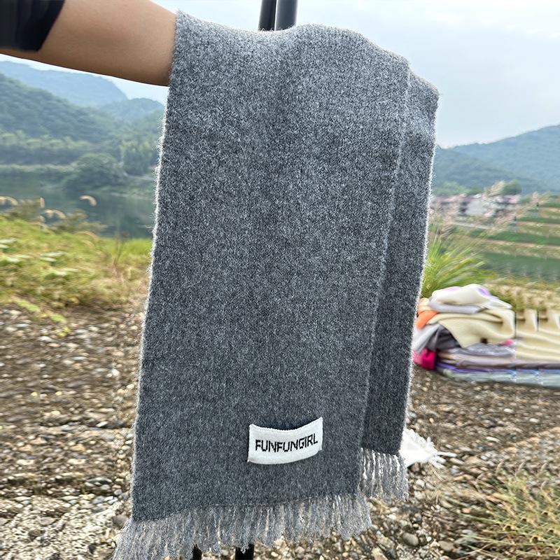 Autumn and Winter New Fashion Atmosphere Scarf Women's Warm Versatile Simple High-end Fringed Wool Scarf